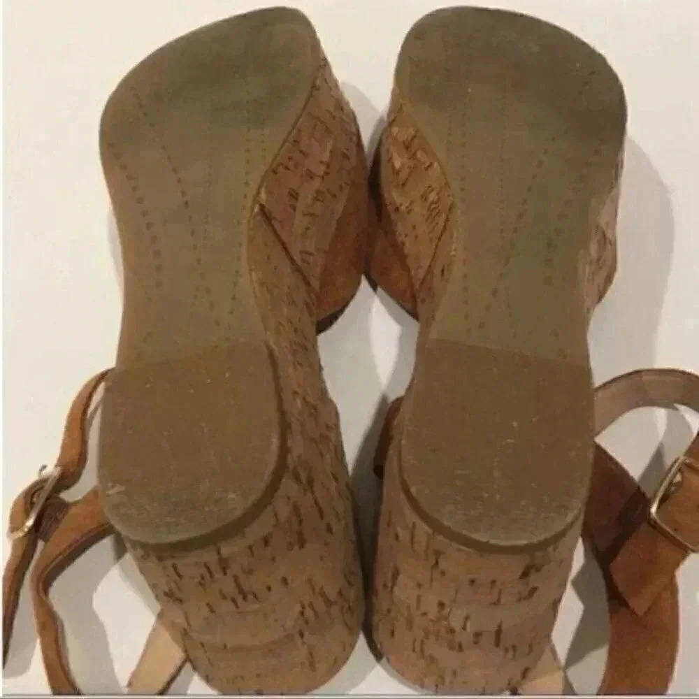 Dv dolce vita flatforms size 9.5 brown suede cork - Picture 7 of 8